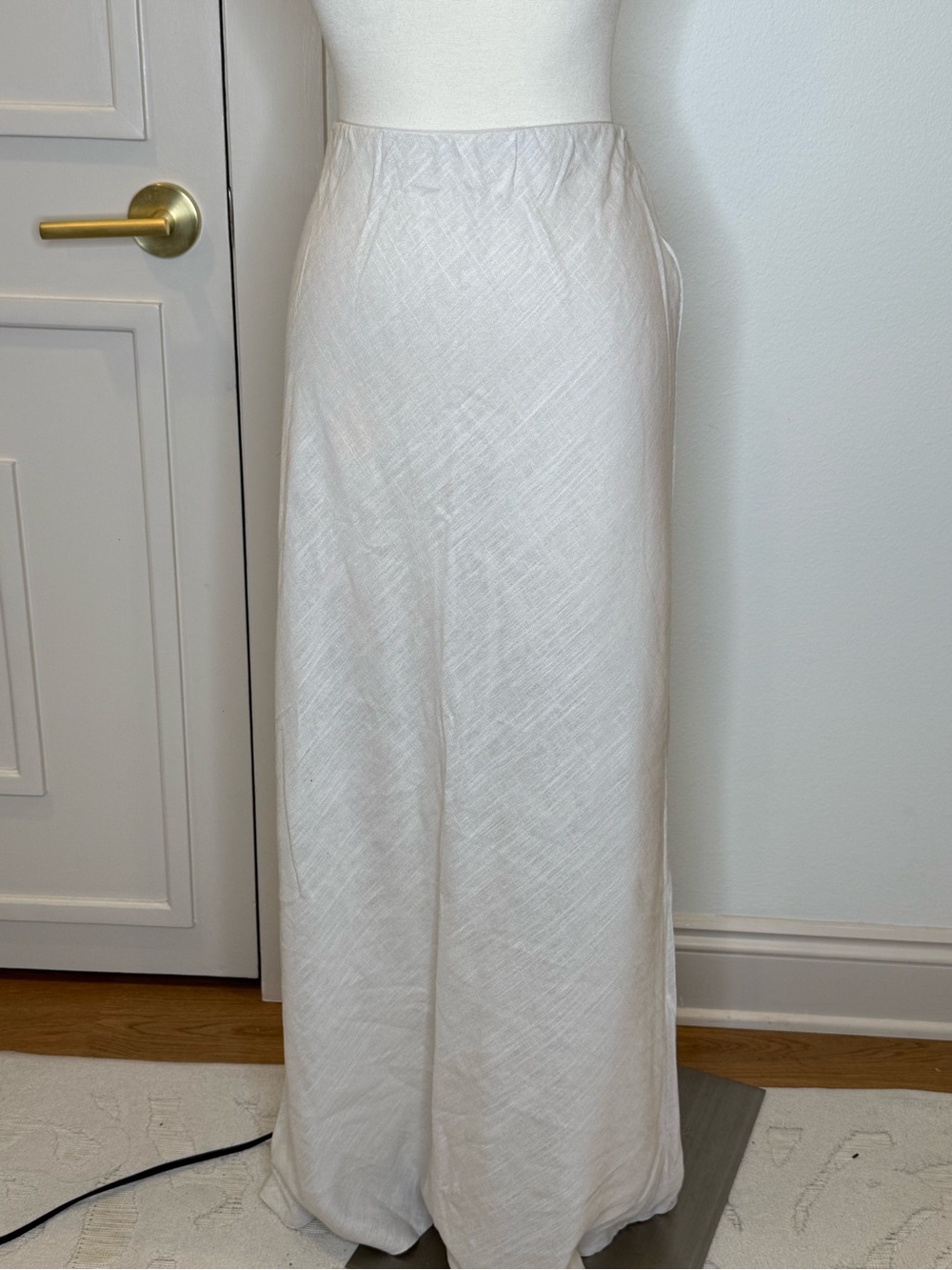 Linen Women's Cream Maxi Skirt - Minimalist Wrap Style